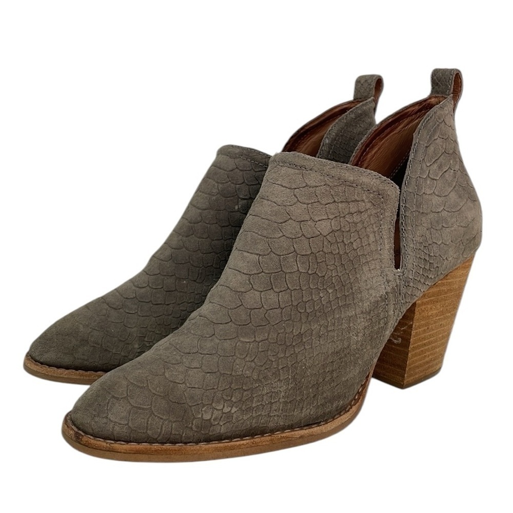 Jeffery Campbell Ankle Booties Heels Brown Leather Croc Embossed Western Size 10